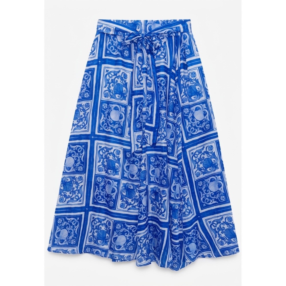 Blue & White Full Maxi Skirt- XL - Picture 2 of 6